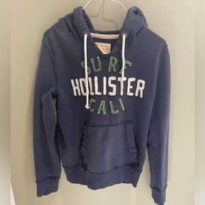 Hollister Beige and Navy Label Hoodie